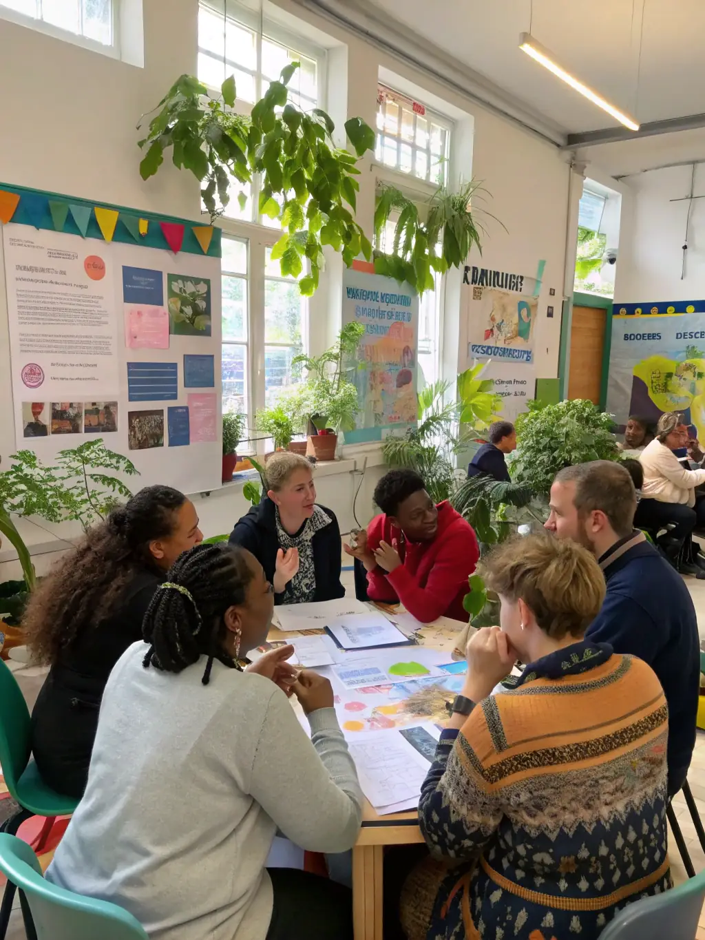 A diverse group of community members engaged in a cultural preservation program, learning about the history and significance of French chanson, promoting intergenerational knowledge transfer.